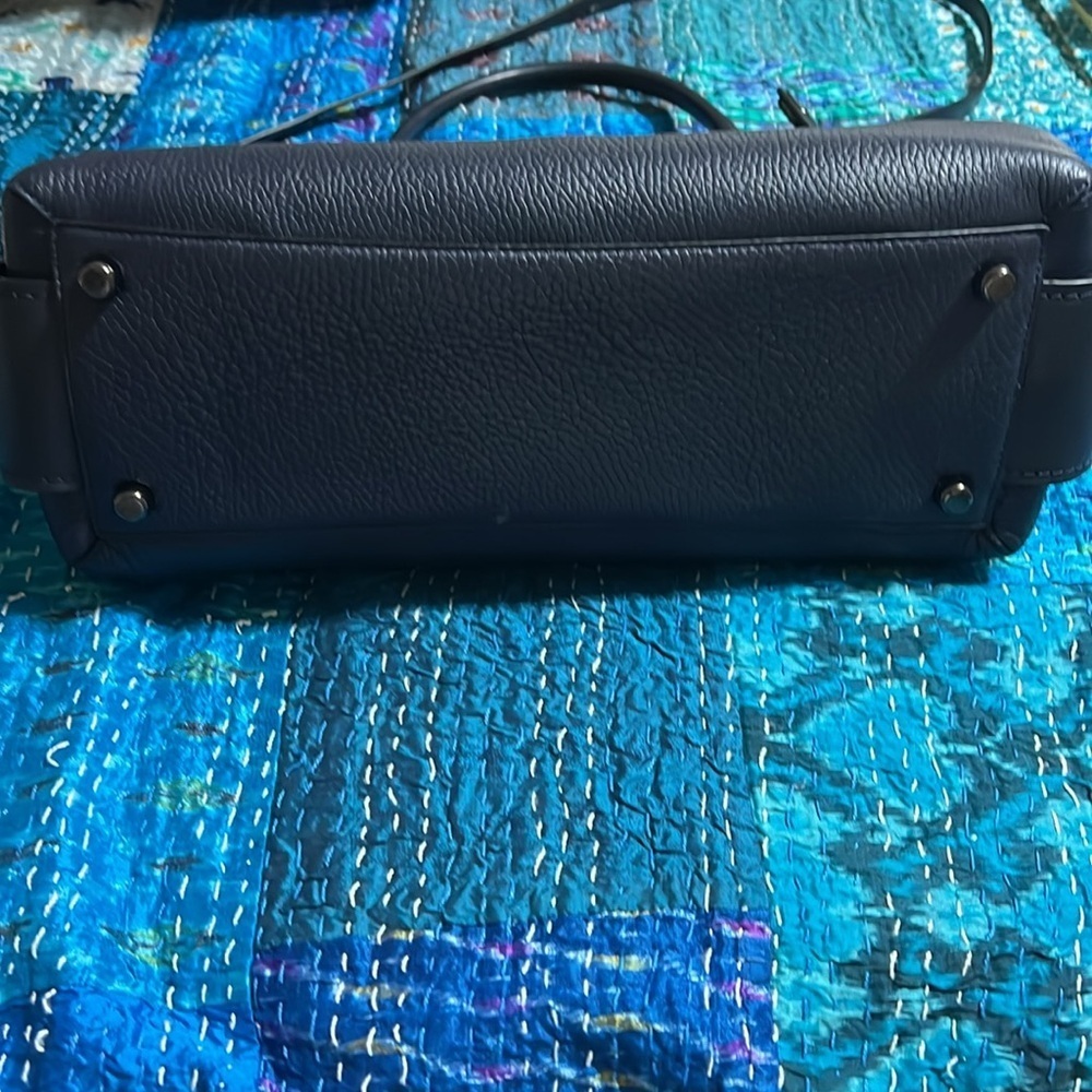 COACH BROOKLYN 34 Carryall handbag. Navy blue pebbled leather. Free dust bag - Picture 14 of 16
